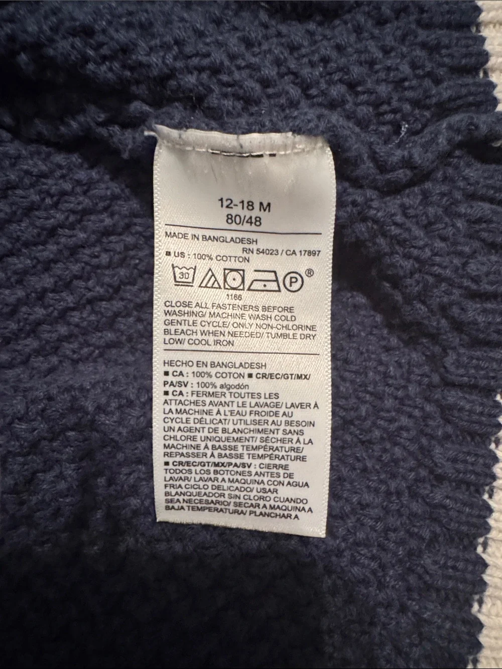 Old Navy 12-18 Month Colorblock Knit Cardigan - Navy, Green, Yellow, Blue, White